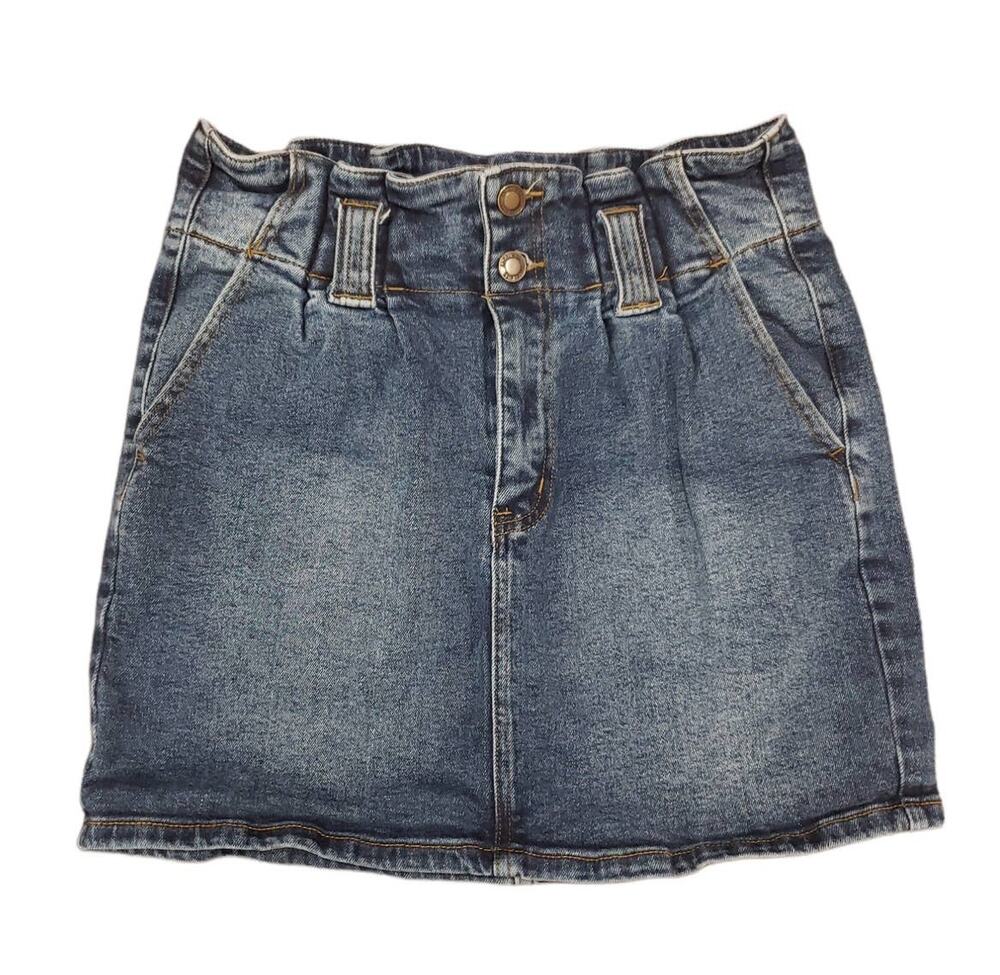 Angel Kiss Denim Collection Dark Washed Blue Jean Stretch  Mini Skirt